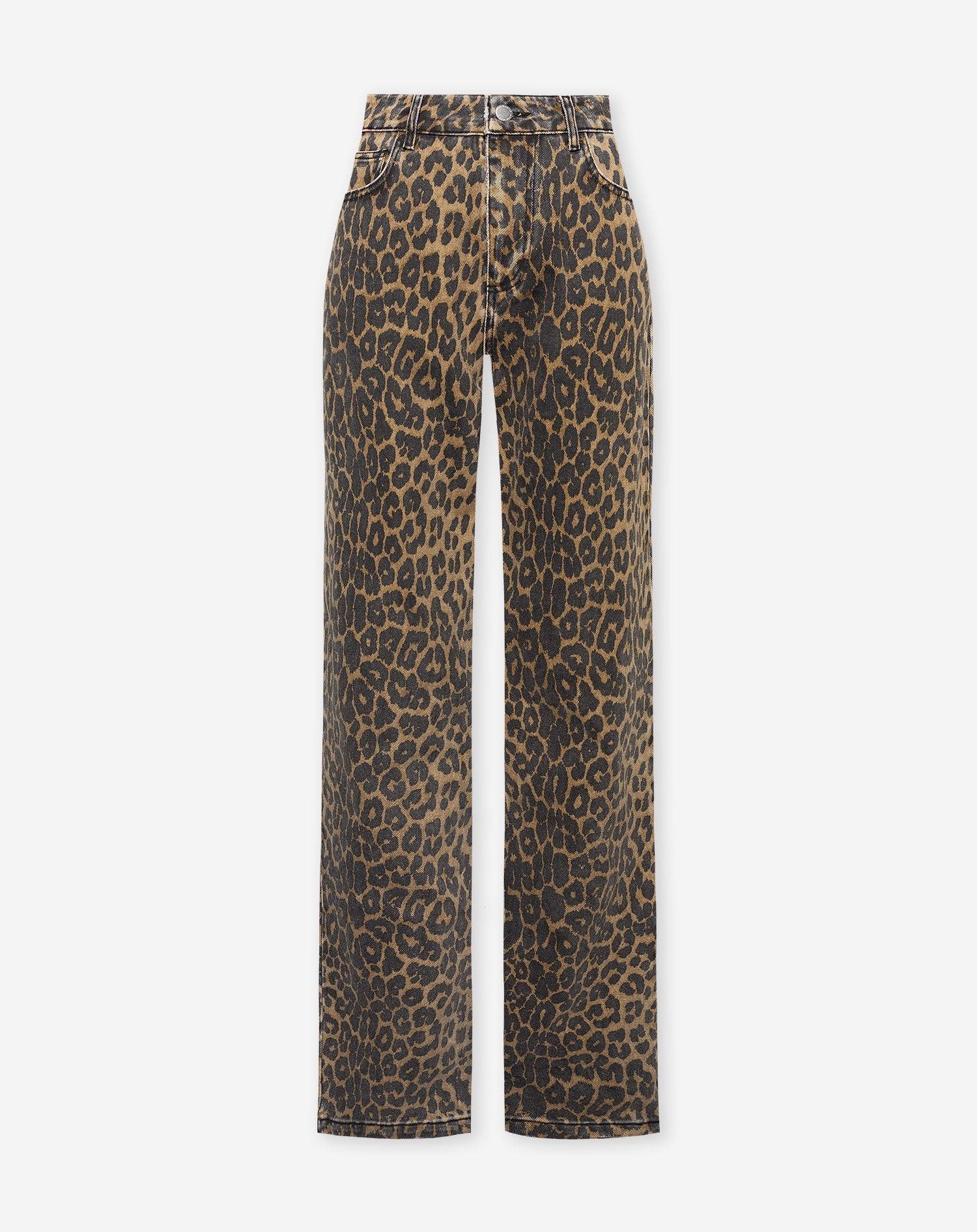 Schwarze Leopard-Bootcut-Jeans