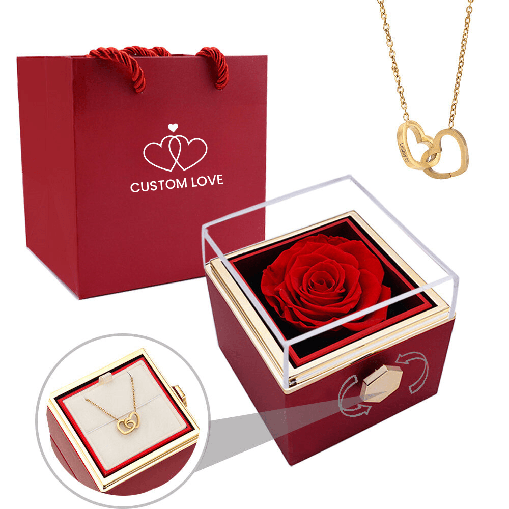 Ewige Rosen-Box – Inklusive personalisiertem Halsband und einer echten Rose