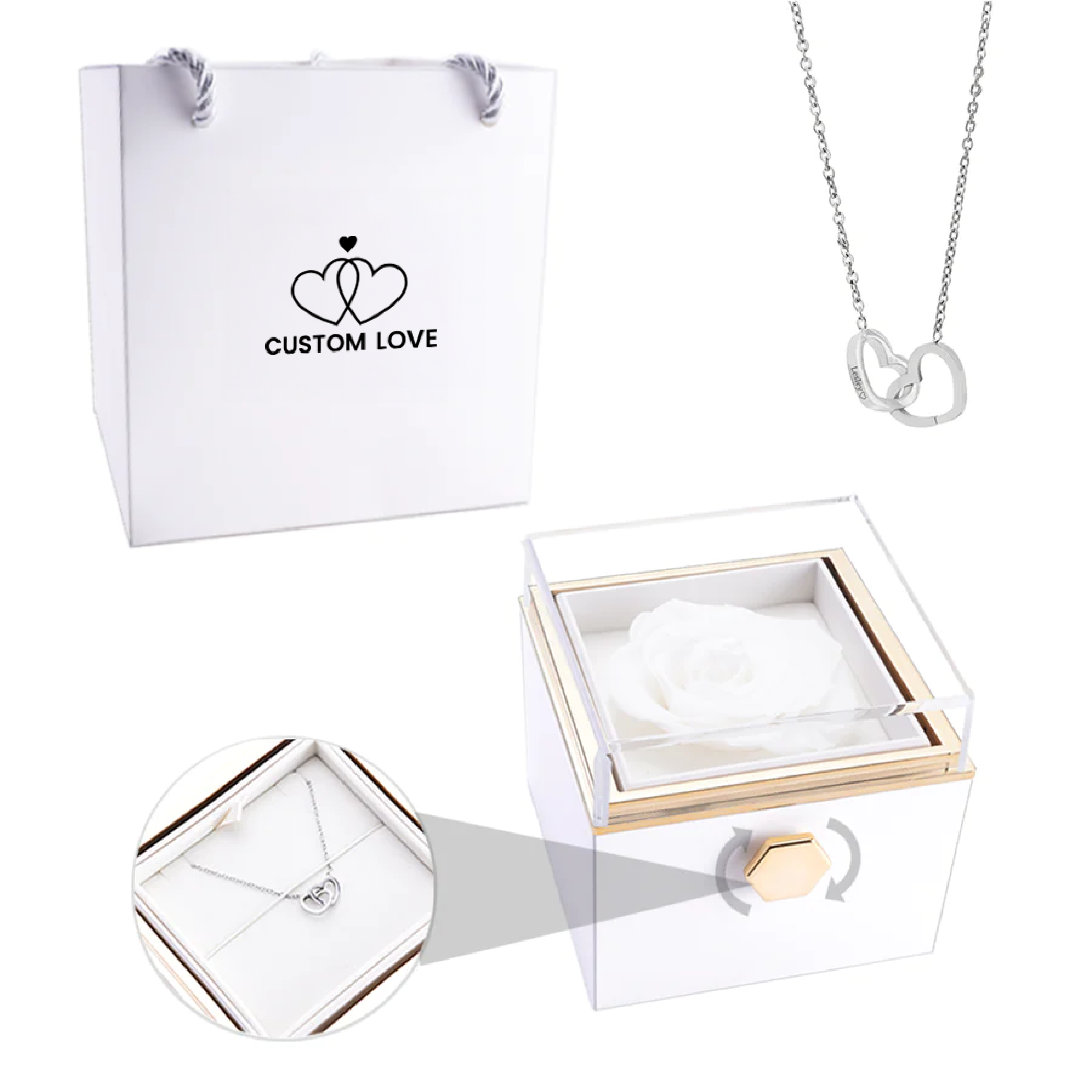 Ewige Rosen-Box – Inklusive personalisiertem Halsband und einer echten Rose