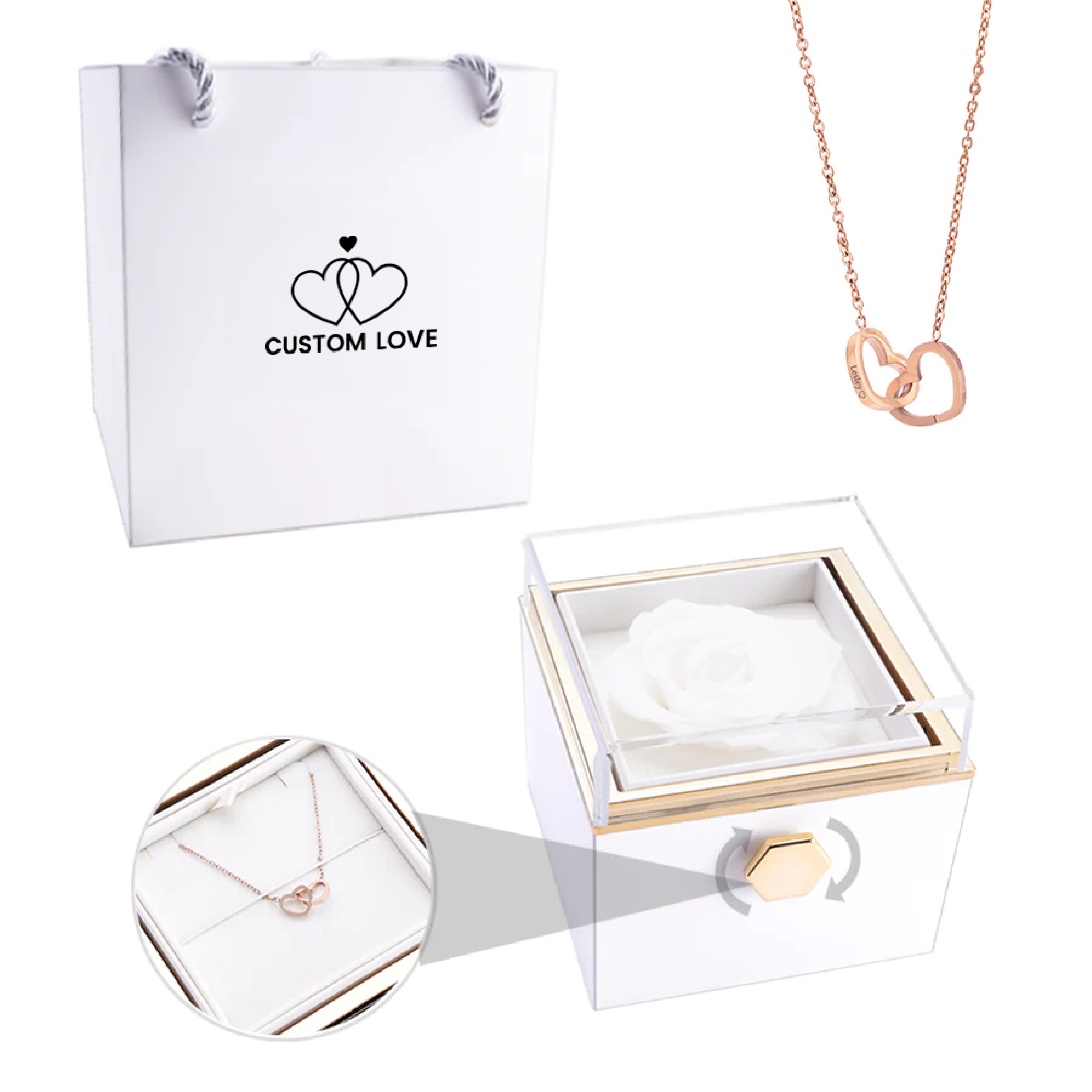 Ewige Rosen-Box – Inklusive personalisiertem Halsband und einer echten Rose