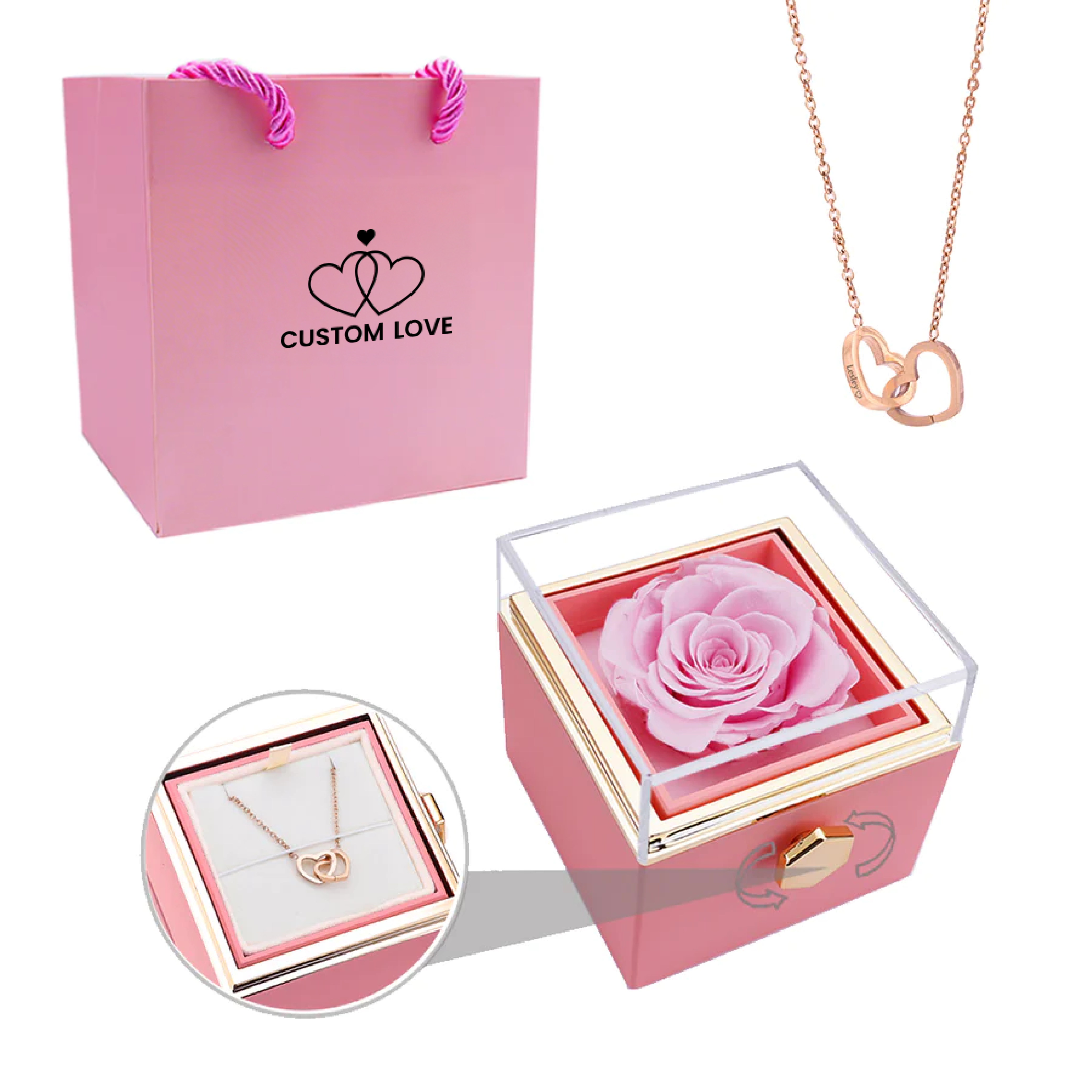 Ewige Rosen-Box – Inklusive personalisiertem Halsband und einer echten Rose
