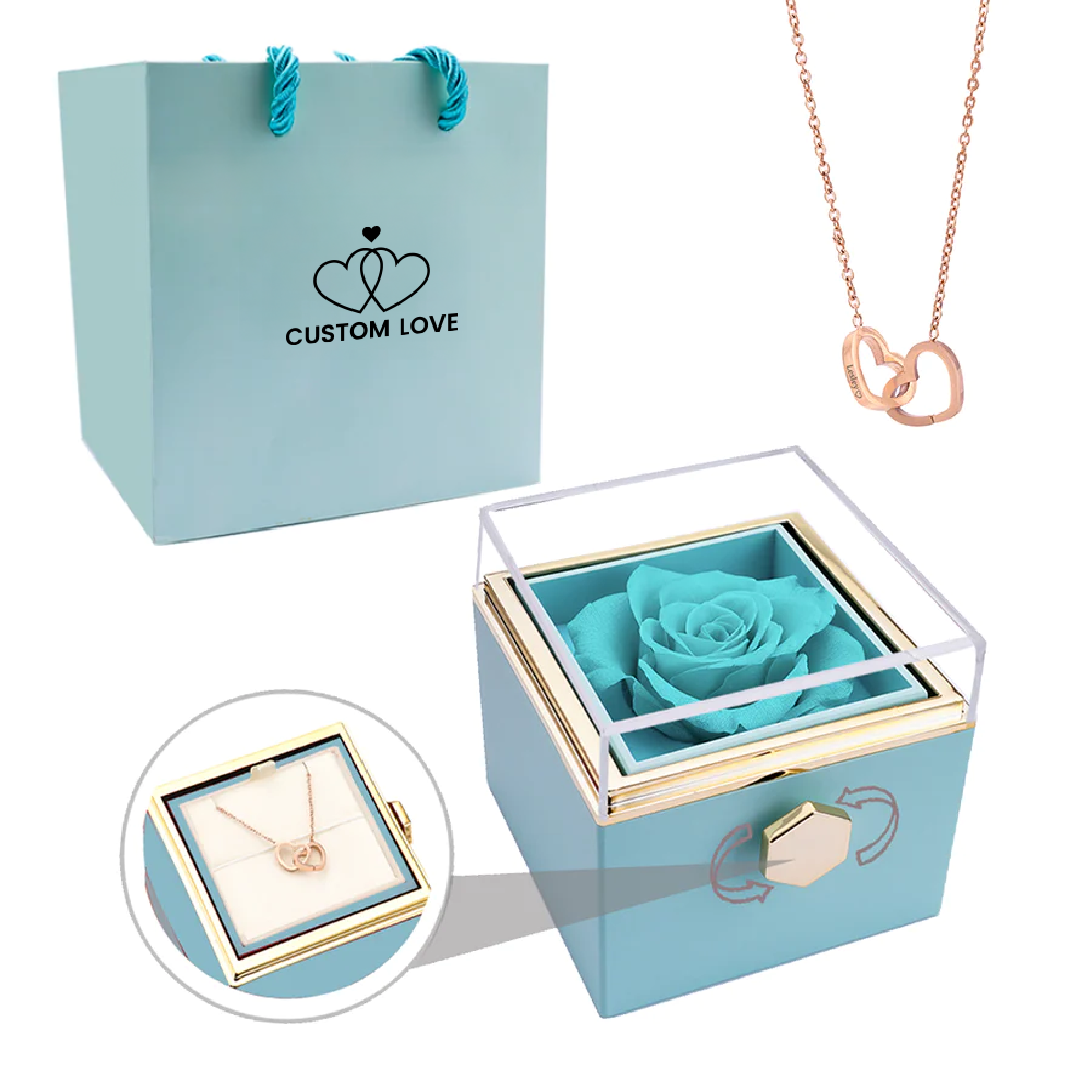 Ewige Rosen-Box – Inklusive personalisiertem Halsband und einer echten Rose