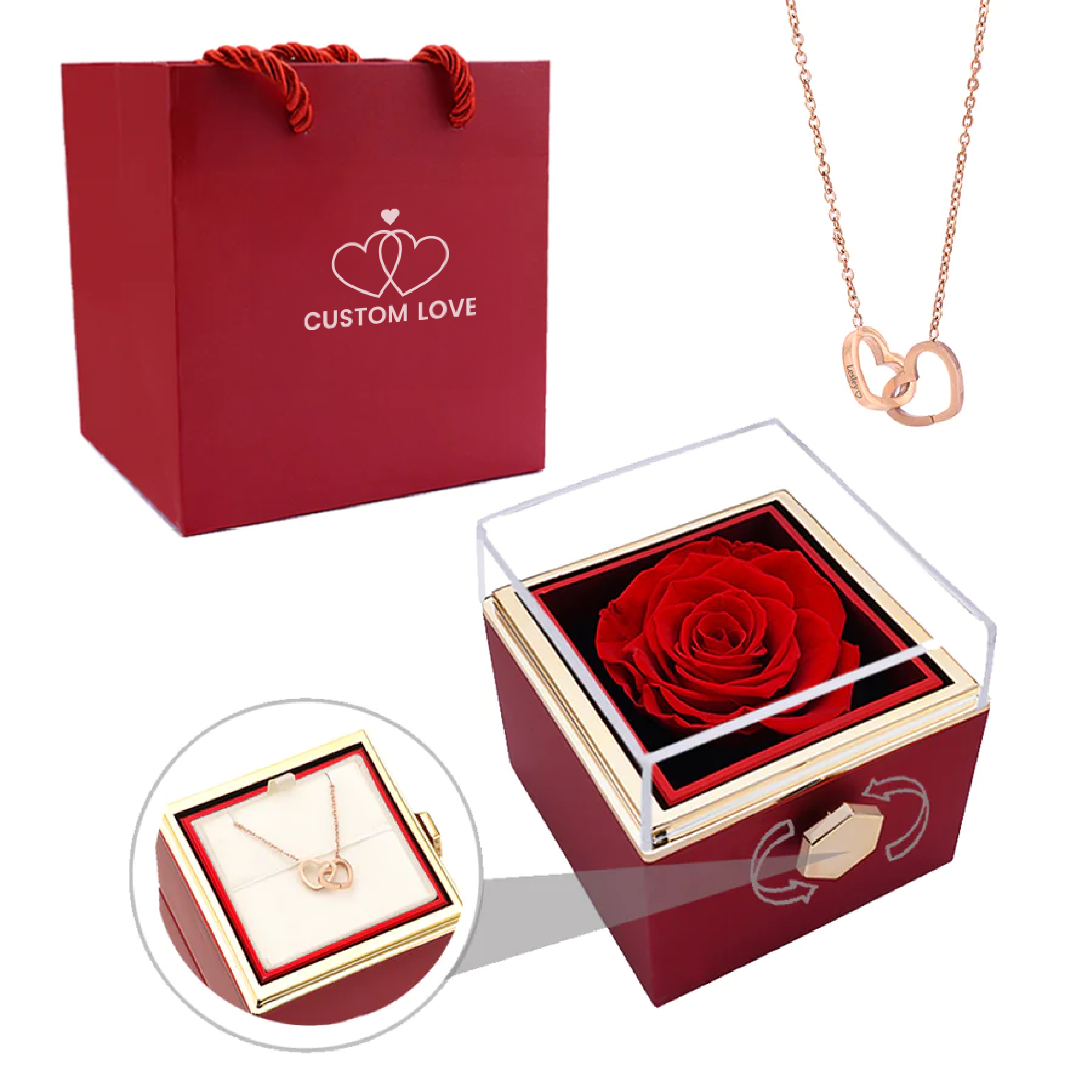 Ewige Rosen-Box – Inklusive personalisiertem Halsband und einer echten Rose