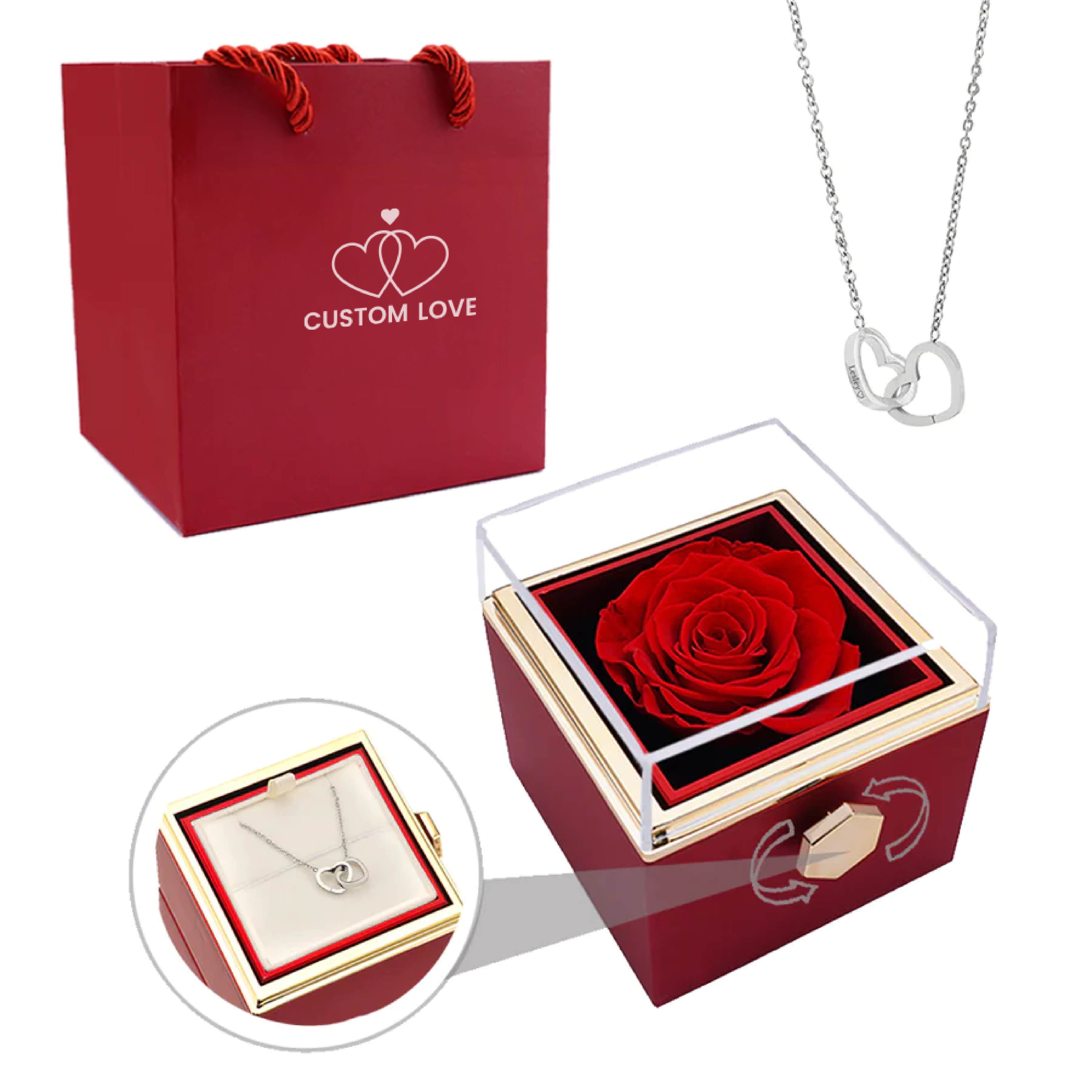 Ewige Rosen-Box – Inklusive personalisiertem Halsband und einer echten Rose