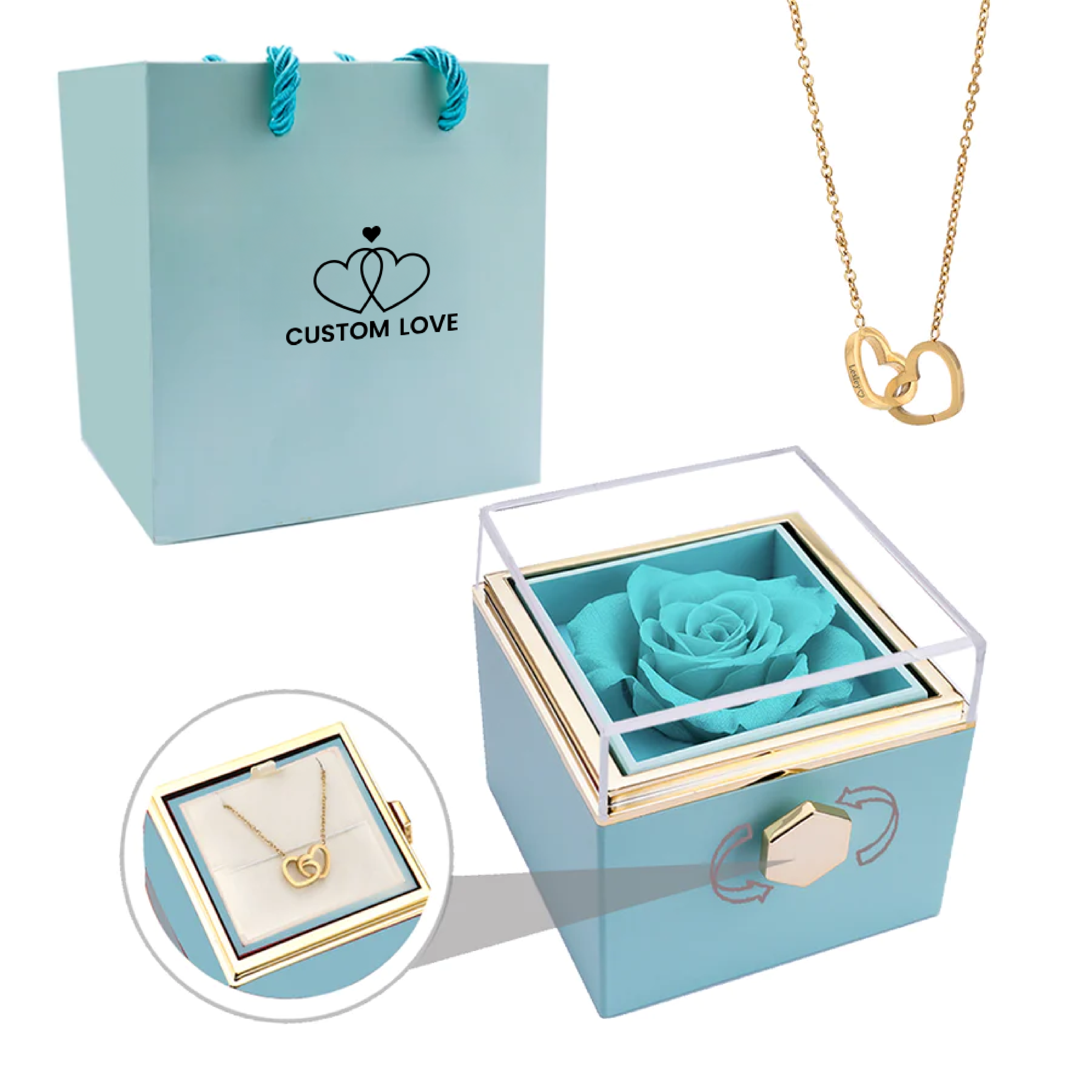 Ewige Rosen-Box – Inklusive personalisiertem Halsband und einer echten Rose