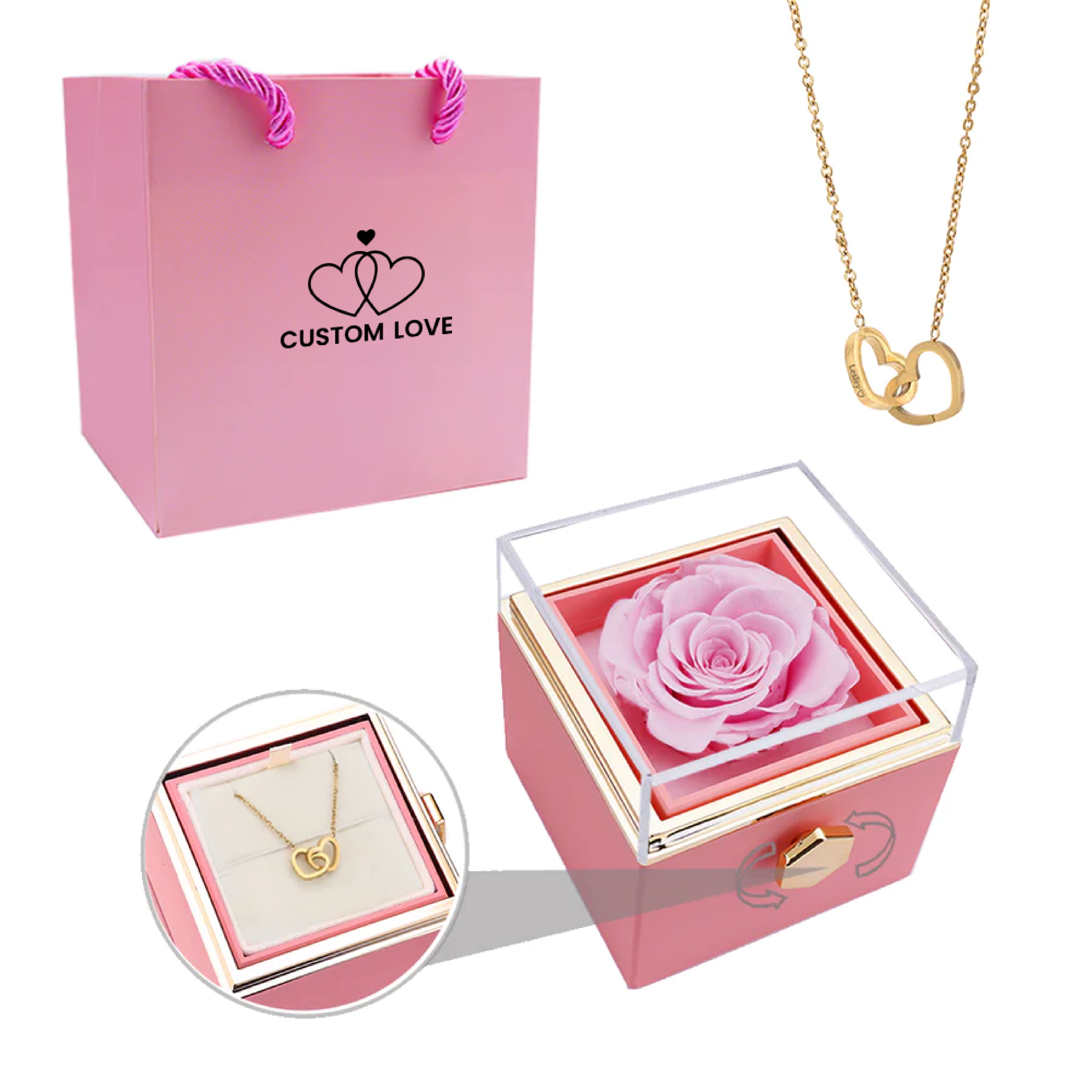 Ewige Rosen-Box – Inklusive personalisiertem Halsband und einer echten Rose