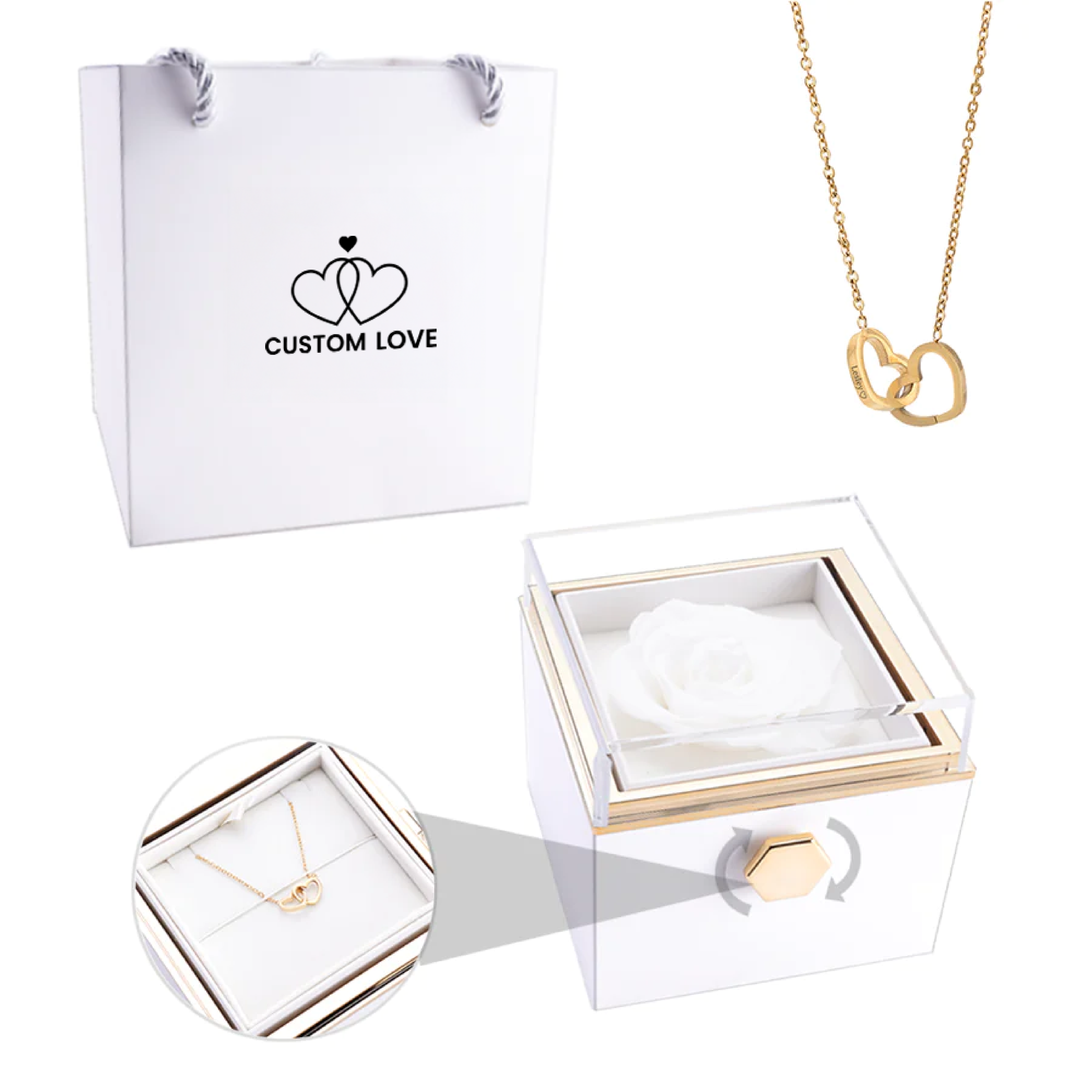 Ewige Rosen-Box – Inklusive personalisiertem Halsband und einer echten Rose