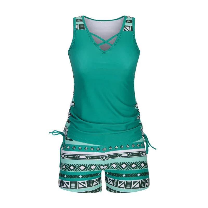 Mireia Tankiniset – Boho-Print mit Hohem Taillen-Short