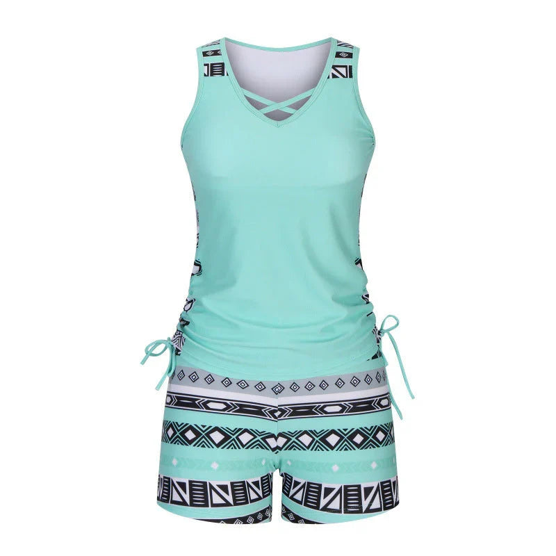 Mireia Tankiniset – Boho-Print mit Hohem Taillen-Short